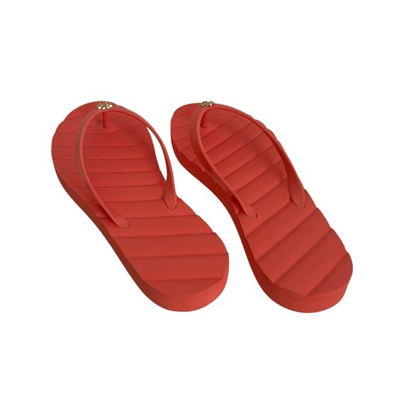 Tory Burch Kira Coral Crush Flip Flops Sandals Size 6M - Picture 2 of 8